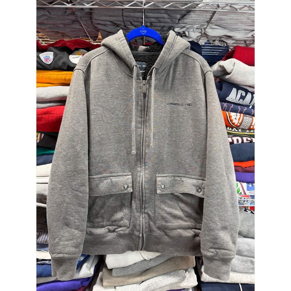Y2k O'Neill Superfleece Jacket Mens S Green Plaid Sherpa Lined Fleece zip up